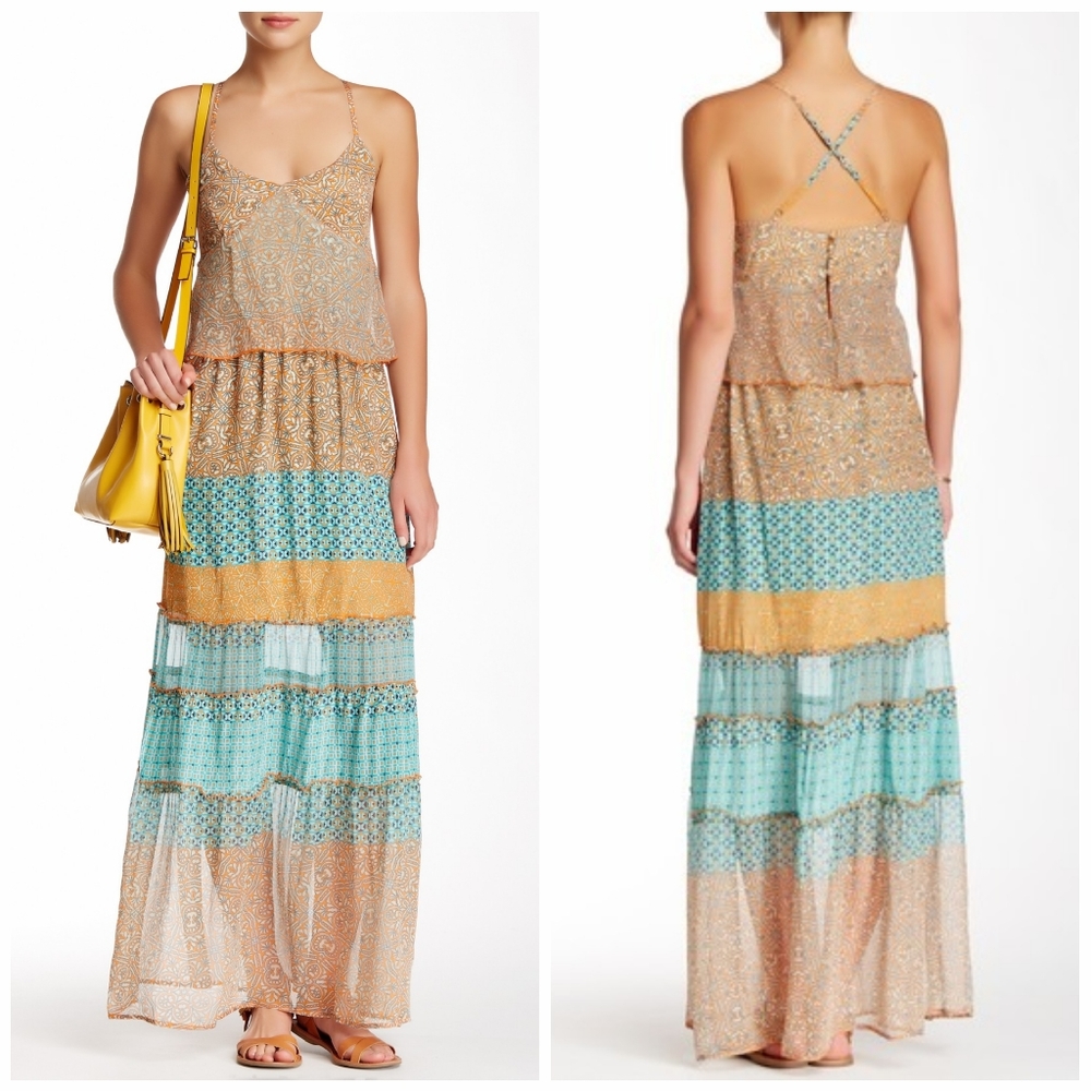 Gypsy05 silk chiffon boho maxi dress XS